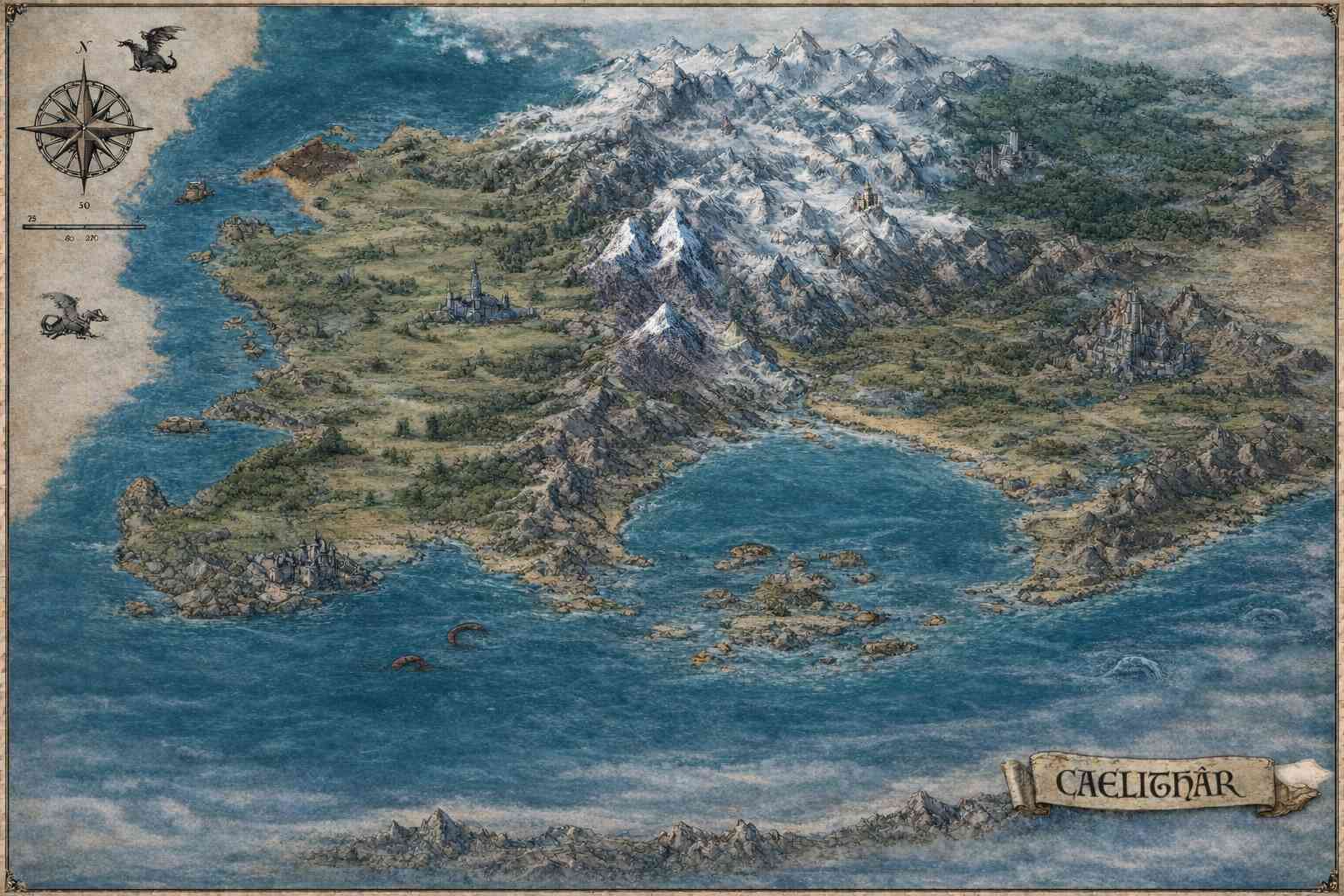 Map of Caelithâr without labels
